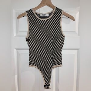 Checkered Black and Cream Bodysuit